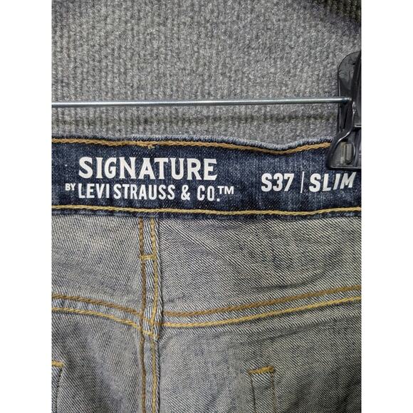 Levi Strauss Signature S37 Jeans Mens 38x32 Slim Super Flex Denim Whiskered - Picture 9 of 12